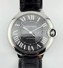 Elegant Ballon Blue De Cartier, Black Guilloche Dial  3765 42mm Large Date