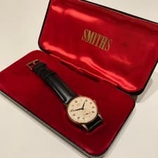 Smiths Manual Hand-Winding Watch 9K Solid Gold Black Dial
