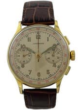 Junghans Hand-Wind Men’s Chronograph Analog Dial Leather Strap Gold-Tone Case