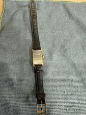 Hamilton 6266 Rectangular Watch Gold Color Timepiece Leather Band for Women