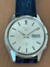 SEIKO 5139 8000 Watch Timepiece Automatic 27 Jewel Blue Strap Authentic