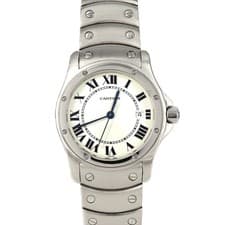 Authentic Cartier Santos Round MM W20027K1 Stainless Steel Quartz #270-004-2...