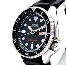 SEIKO SKX007 7S26-0020 Black Boy Automatic Mens Diver Watch 200m Black Dial