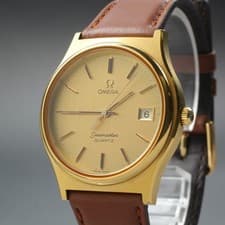 [N MINT] Vintage OMEGA Seamaster Cal.1342 Gold Push Crown 35mm Men Qz Watch U901