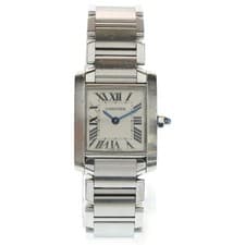 Cartier Tank Francaise SM White Dial Stainless Battery Operated Ss qz Used fa213