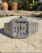 Cartier Santos de Cartier Large WSSA0018 Ref 4072 Custom Diamond Pave
