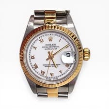 W/Box Rolex LadyDatejust 26mm Steel 18K Yellow Gold White Roman Watch 69173 1997
