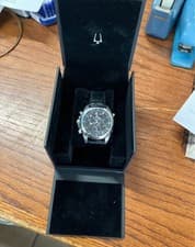 BULOVA BLK/SLV 96B259 Case/Box PRECISIONIST DRESS Authentic From Japan