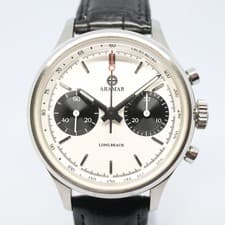 Aramar Panda Skeleton Back Manual Winding Chronograph Watch Used Japan