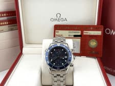 Omega Seamaster Diver 300M Chrono 2225.80.00 41.5mm Blue Dial Steel Box Papers