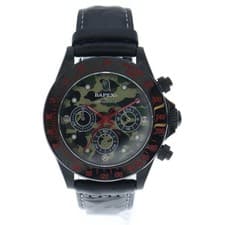BAPE BAPEX 1st Camo Type 3 Quartz Wristwatch Leather Strap Used