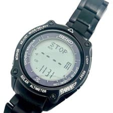 SEIKO PROSPEX Alpinist Solar Black Digital Watch Altimeter S822 w/ Box Japan