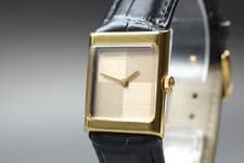 1972 Near MINT OMEGA De Ville 23mm 511.0427 Manual Gold Dial Tank Women Vintage