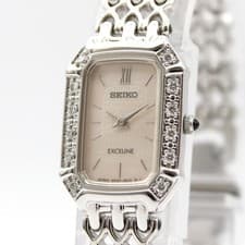 [NEAR MINT] SEIKO EXCELINE 2E20-7460 Diamond Bezel Qz Women's From JAPAN Z260