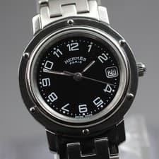 [Near Mint] HERMES Clipper CL4.210 Date Black Dial Quartz Women's Watch JAPAN