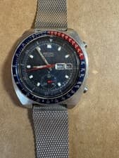 Vintage  Seiko 6139-6005 "Blue Pogue" Automatic Chronograph  with Seiko  Band