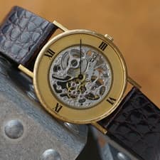 Chopard Vintage Semi Skeleton Piguet Movement 18k Gold Certificate Tags 1981
