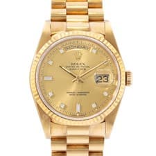 Rolex Day-Date 36 18238 Champagne Diamond 18k Yellow Gold President Mens Watch
