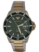 EMPORIO ARMANI Quartz Watch Analog Stainless Steel GRN SLV SS AR80063SET Ex+