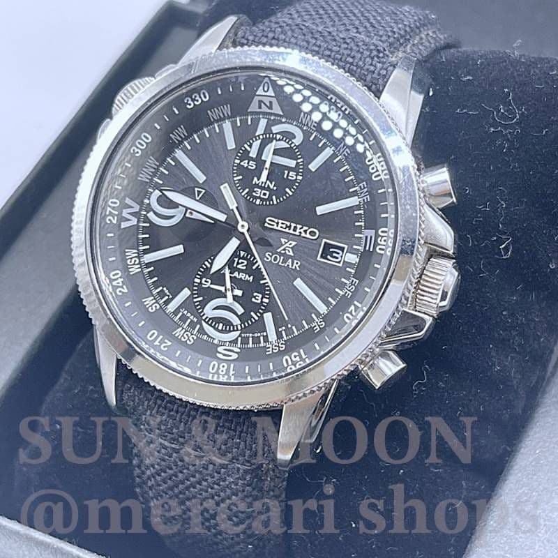 Operational Seiko Chronograph Prospex Solar Watch Military V172 0AL0 Silver Blac