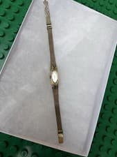 Vintage Mid Century BULOVA 14K YELLOW GOLD LADIES WATCH With 4 Small Diamonds