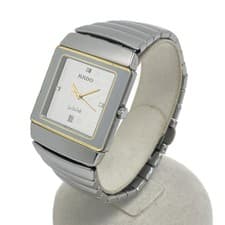 RADO Jubilee 3P Diamond Date 152.0332.3 Silver Quartz 28mm Mens Watch From JAPAN