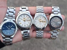 Lot of 4 Vintage Seiko 5 Automatic 21J Day-Date SS Men's Japanese Wristwatches