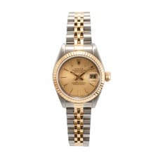 Ladies Rolex Datejust 26MM 69173 Champagne Tapestry Dial Gold Steel Watch