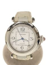 Cartier Women's Watch Pasha Automatic Analog Leather PNK WHT SS 2324 Used
