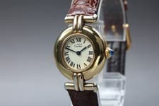 Vintage Must de Cartier Colisse 590002 24mm Gold Roman Dial Quartz Womens Watch