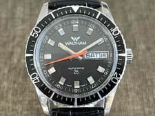 Waltham Diver's Watch Black Dial Automatic 25 Jewels 36mm Day Date Men's watch