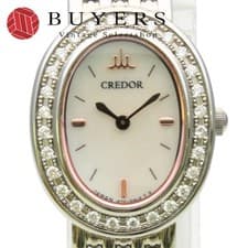Used Seiko Wristwatch Credor 1E70 0AH0 Stainless Steel Diamond Silver Pink Gold