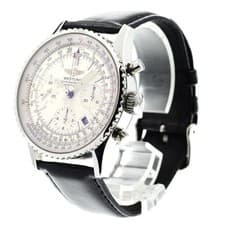 BREITLING NAVITIMER A23322 42mm SS Leather Silver Dial Automatic #C232