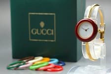 [ w/Box ] GUCCI Change Bezel 11/12.2 Gold 11 Colors Qz Watch ( About 17cm band )