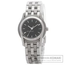 Gucci 5500L Ladies Stainless Steel Round Face Watch Black Dial Used