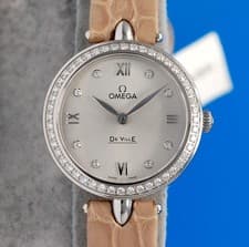 Ladies Omega Deville Prestige Dewdrop Watch Diamond Bezel - 424.18.27.60.52.001