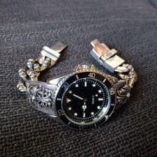 Chrome Hearts Silver 925 Quartz Watch Bracelet Black Dial, Stylish, Rare, Used