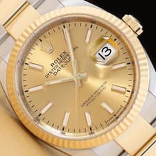 2019 CARD ROLEX DATEJUST 126233 18K YELLOW GOLD STEEL 36MM 2TONE CHAMPAGNE WATCH