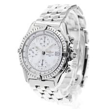 BREITLING CHRONOMAT A13050.1 39mm SS White Dial Automatic Chronograph Date #C477