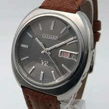 Vintage 1971 CITIZEN SEVEN STAR V2 24J Gray Dial Cut Glass Automatic #2542