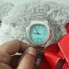 Patek Philippe Nautilus Blue Dial Stainless Steel Bracelet Date Indicator Watch