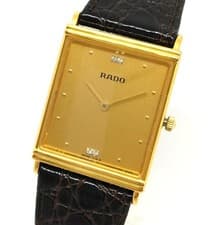 Rado Men Wristwatch Gold Square Black Quartz Work 132655