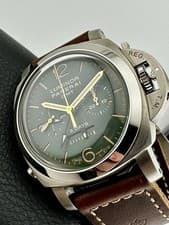 PANERAI LUMINOR 1950 CHRONO MONOPULSANTE GMT TITANIO 8 DAYS GREEN 44mm PAM00737