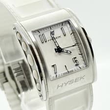 HYSEK Watch Kirada 072500A-0177 Square Silver White Quartz Leather Men's Auth