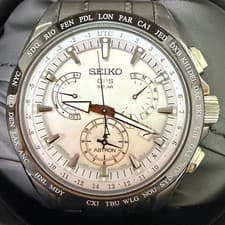Seiko Astron SBXB047 Dual Time Watch Silver White Dial 19cm Band