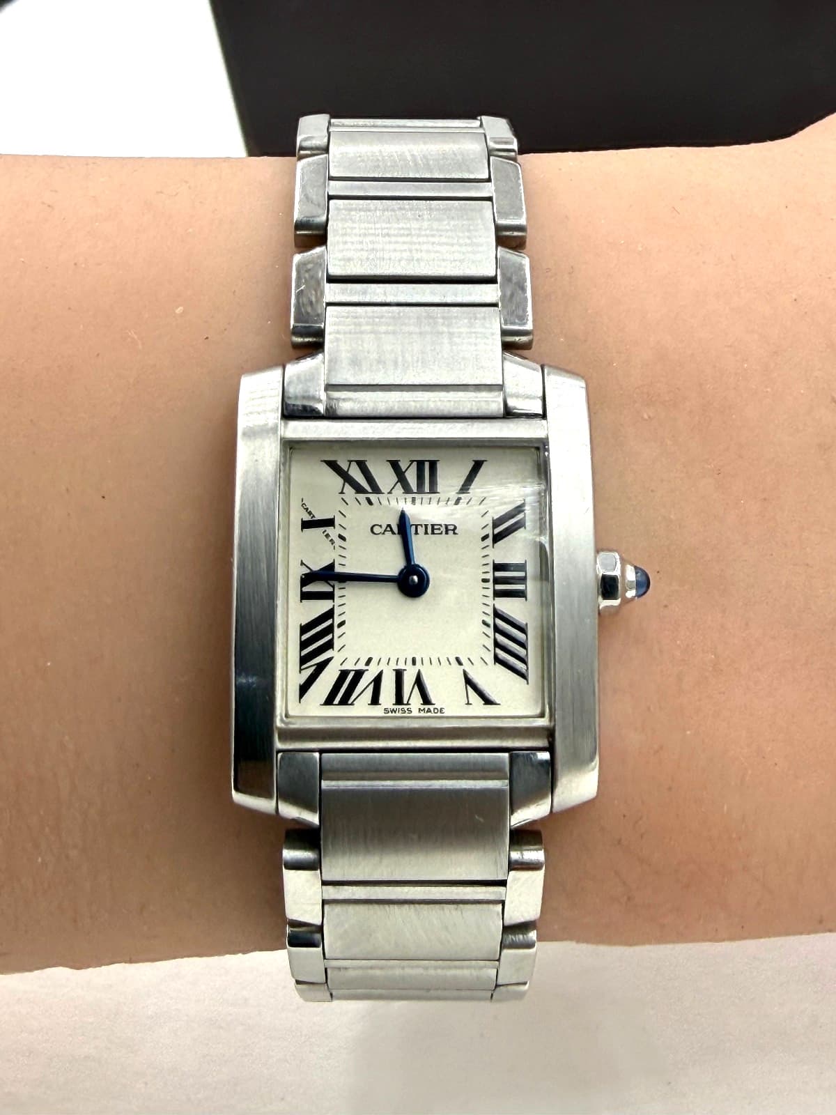 Cartier watch Tank Francaise 2384 Quartz Womens 20mm Good condition Warranty Box