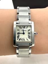 Cartier watch Tank Francaise 2384 Quartz Womens 20mm Good condition Warranty Box