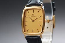 Vintage 1980s Omega De Ville Quartz Cal.1378 Gold-Tone Cushion Men's [Near Mint]