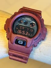 G SHOCK Metallic Vintage DW 6900 Three Eyes Gunmetal Red
