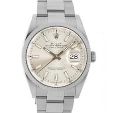 ROLEX Datejust 36 126234 Silver Oyster Warranty 2022 Box/Paper